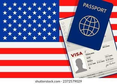 Imagen de pasaporte y visa estadounidense como referencia de documentación de viaje